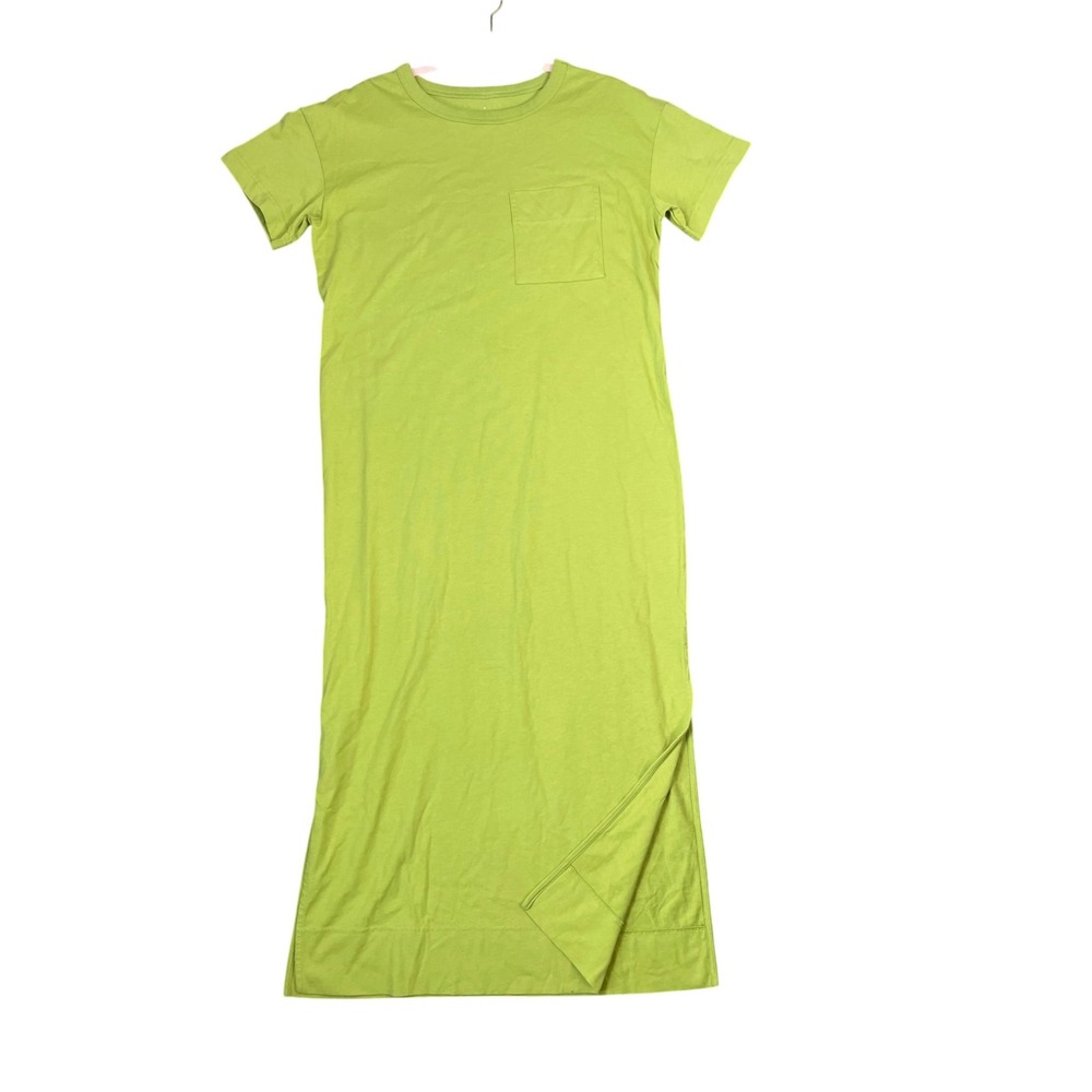 Everlane Organic Cotton Maxi T-Shirt Dress Lime Green Short Sleeve Pocket Medium